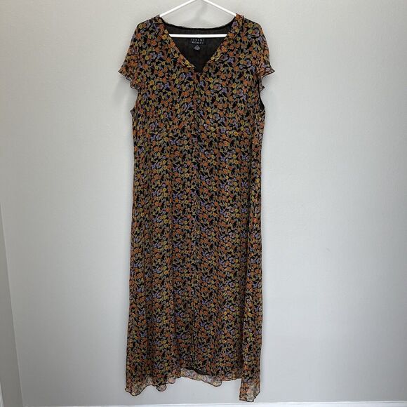 Spenser Jeremy Dresses & Skirts - Spenser Jeremy | Vintage Butterfly Floral Silk Maxi Dress Ruffle Sleeves Size 18